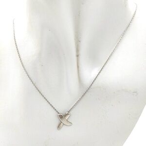 Authentic Tiffany & Co. Paloma Picasso Ribbon Cross “X” Sterling Silver Necklace